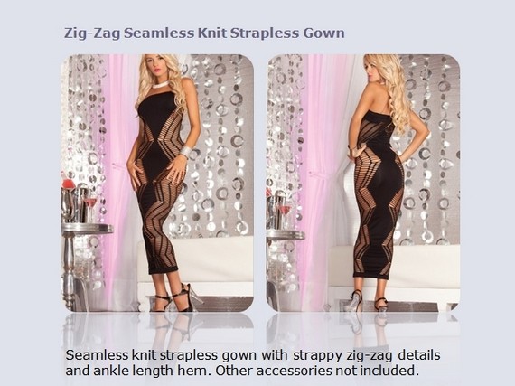 Zig-Zag Seamless Knit Strapless Gown